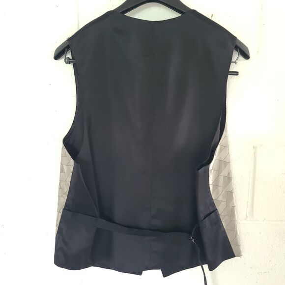 BACHRACH Geometric Pattern Shiny Silver Grey Suit Vest Size Medium 39-41 EUC!!! - Picture 8 of 9